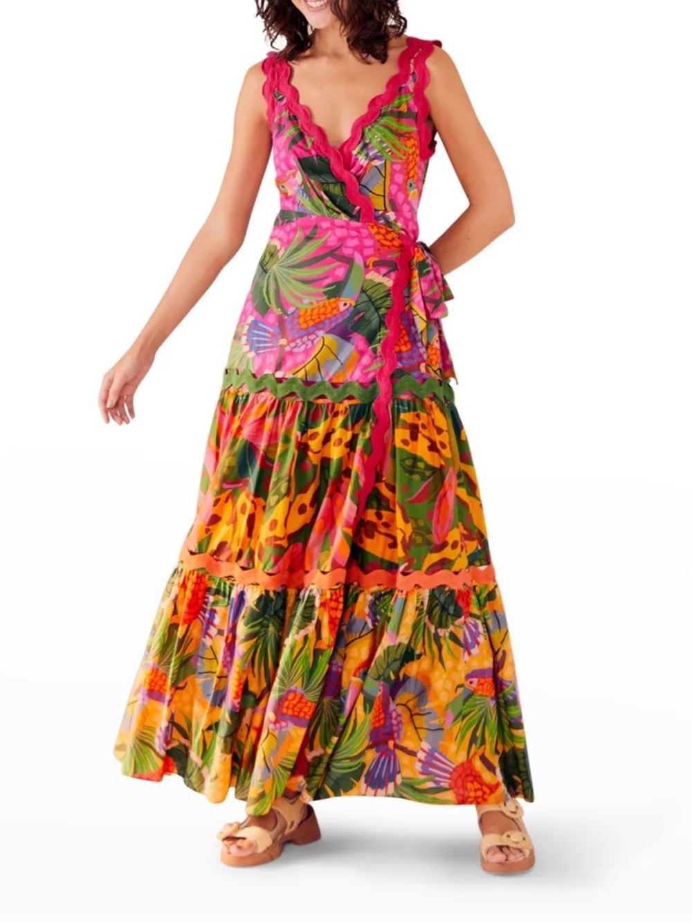 Farm Rio Vibrant Tropical Print Maxi Dress - Pink & Multi - Picture 2 of 5